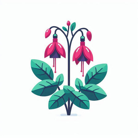 Fuchsia flowers isolated on a white background. Vector illustration.のイラスト素材
