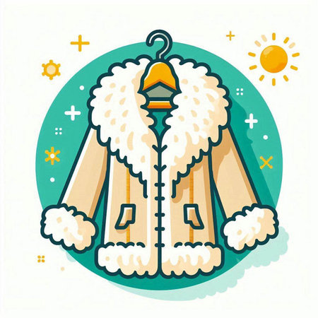 Vector illustration of a winter coat with fur on a white background.のイラスト素材
