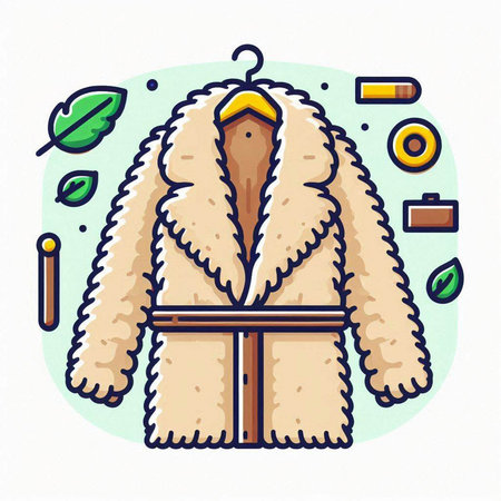 Vector illustration of a fur coat with a hood. Winter clothing.のイラスト素材