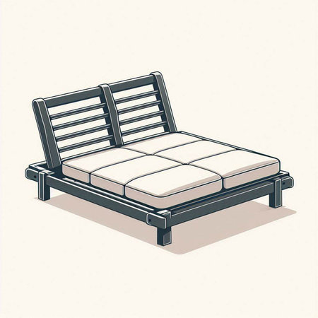 Illustration of a single bed on a white background. Vector illustrationのイラスト素材