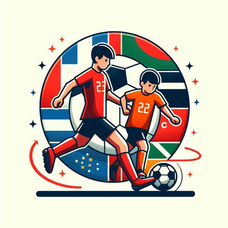 Soccer player with ball and flag of United Kingdom vector illustration.のイラスト素材
