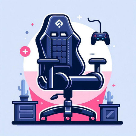 Modern vector illustration of office chair with gamepad and console in flat styleのイラスト素材