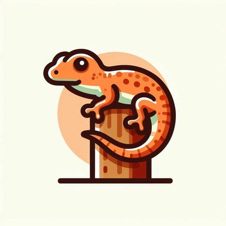 gecko on a log, vector illustration, eps 10.のイラスト素材