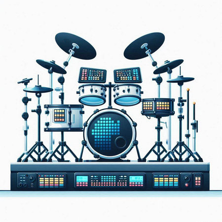 Drum set on a white background. Vector illustration. Eps 10のイラスト素材