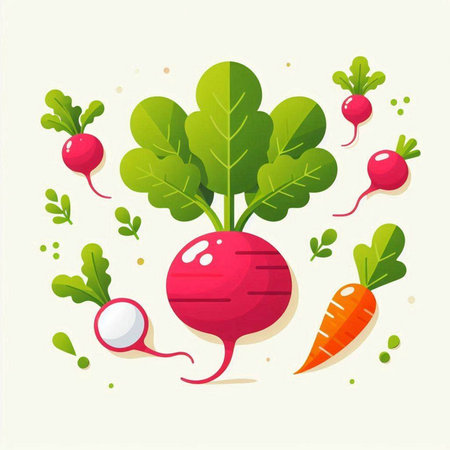 Radish vegetable vector illustration. Vegetarian food. Flat style.のイラスト素材