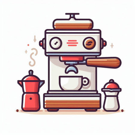 Coffee machine vector illustration in cartoon style. Coffee maker.のイラスト素材