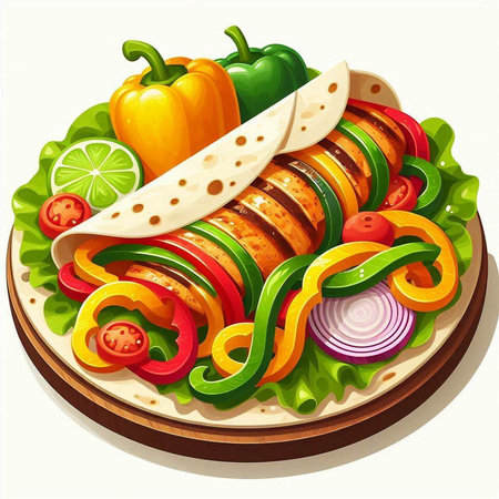 Illustration of a hot dog with vegetables on a white background.のイラスト素材