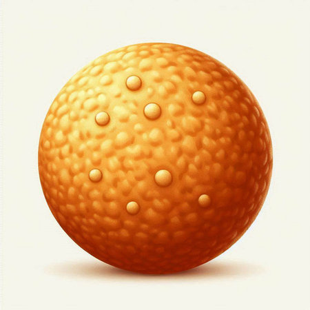 Orange sphere with holes on a white background. 3d illustration.のイラスト素材