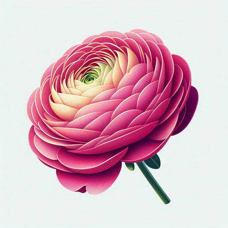 Beautiful pink ranunculus flower isolated on white background. Vector illustration.のイラスト素材