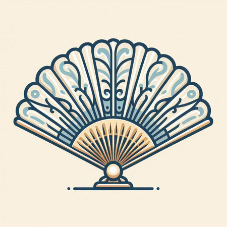 Folding fan vector illustration in retro style. Hand drawn sketch.のイラスト素材