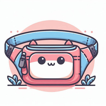 Cute cartoon bag with blue belt. Vector illustration for your designのイラスト素材
