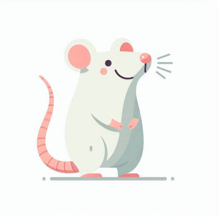 Cute little mouse isolated on white background. Vector illustration in cartoon style.のイラスト素材