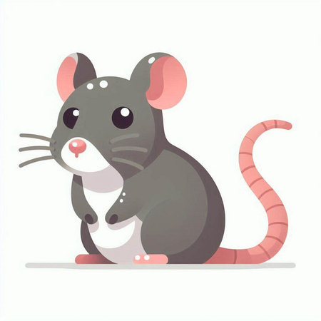 Mouse. Vector illustration of a cute rat. Isolated on white background.のイラスト素材