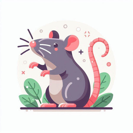 Cute cartoon rat. Vector illustration in a flat style on white background.のイラスト素材