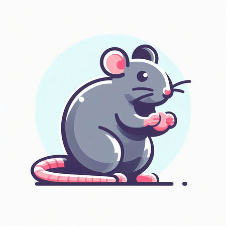 Cute cartoon rat. Vector illustration of a mouse on a white background.のイラスト素材