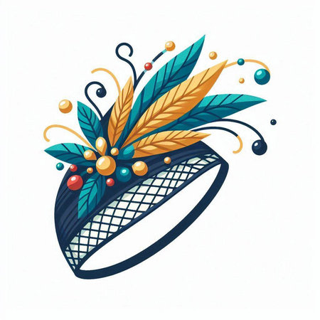 Wedding rings decorated with feathers and beads. Vector illustration.のイラスト素材