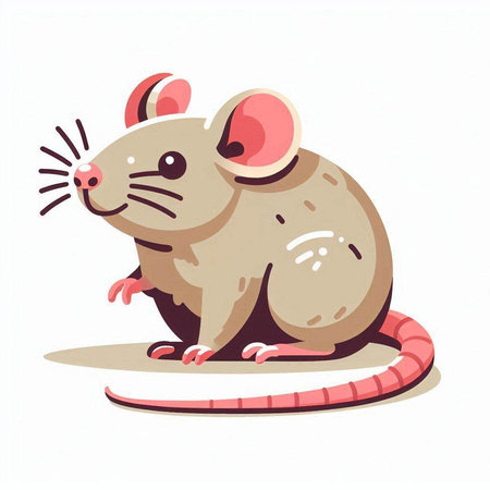 Cute cartoon rat. Vector illustration isolated on a white background.のイラスト素材