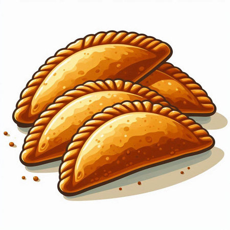 Illustration of a set of empanadas on a white backgroundのイラスト素材