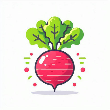 Radish icon. Vector illustration. Flat design. Isolated on white background.のイラスト素材