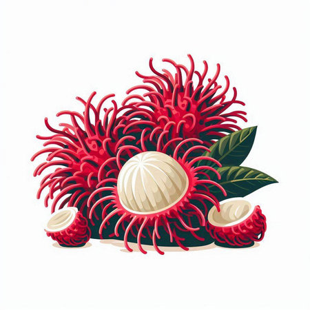 Rambutan isolated on white background. Rambutan vector illustration.のイラスト素材