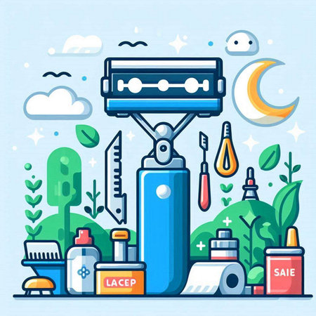 Vector illustration of shaving machine in flat style. Shaving equipment.のイラスト素材