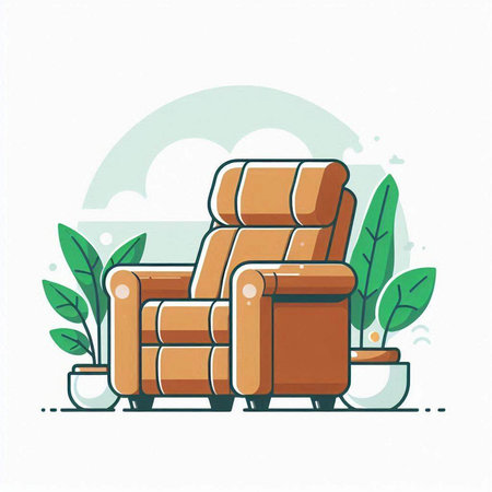 Illustration of comfortable armchair in flat style. Vector illustration.のイラスト素材
