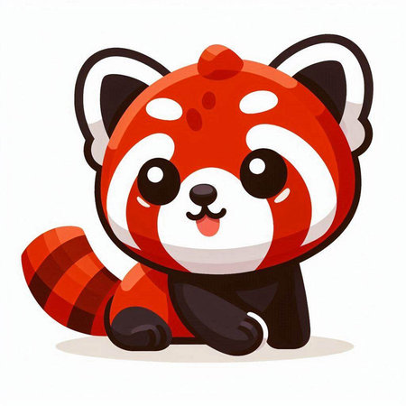 Cute cartoon red panda isolated on white background. Vector illustration.のイラスト素材