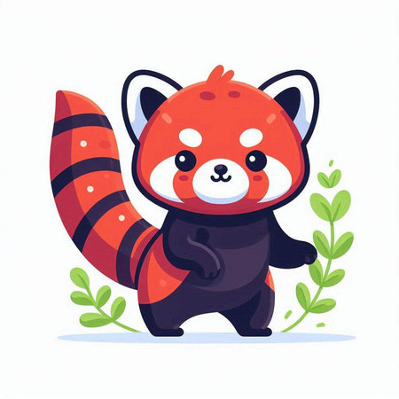 Cute red panda cartoon character. Vector illustration in flat styleのイラスト素材