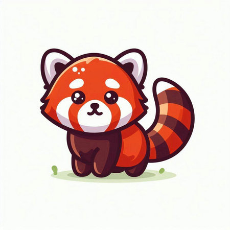 Cute red panda cartoon vector illustration. Cute little animal characterのイラスト素材