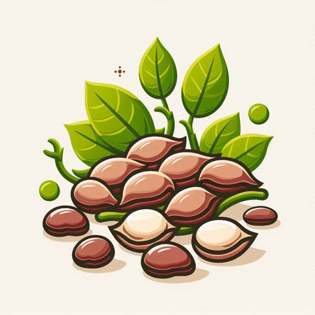Illustration of a bean with leaves on a white background - vectorのイラスト素材
