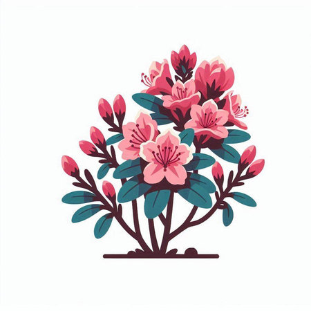 Hand drawn rhododendron bouquet. Vector illustration.のイラスト素材