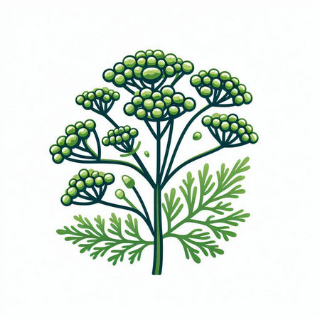 Dill. Hand drawn illustration. Isolated on white background.のイラスト素材