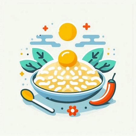Illustration of a healthy food concept. Vector illustration of a healthy meal.のイラスト素材