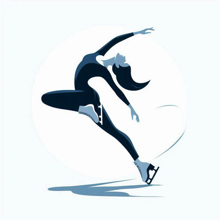 Vector illustration of a girl figure skater in a black sportswearのイラスト素材