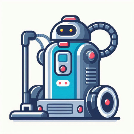 Vector illustration of a robot vacuum cleaner isolated on a white background.のイラスト素材