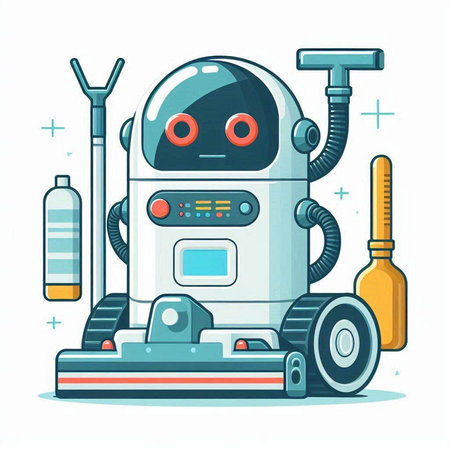 Robot vacuum cleaner. Cute cartoon character. Vector illustration.のイラスト素材