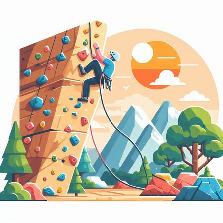 Climbing. Rock climber on the wall. Vector illustrationのイラスト素材