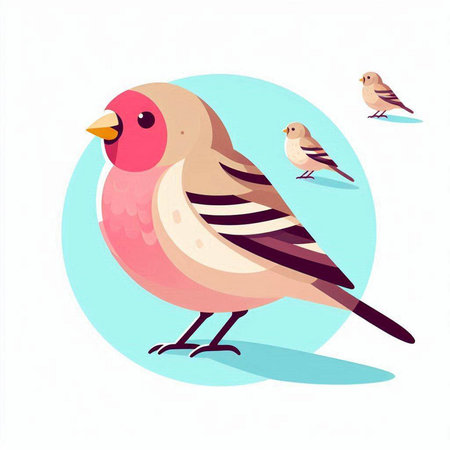 Vector illustration of a cute bird on a white background. Flat style.のイラスト素材