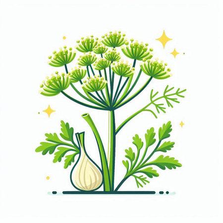 Vector illustration of dill and garlic on white background. Isolated.のイラスト素材
