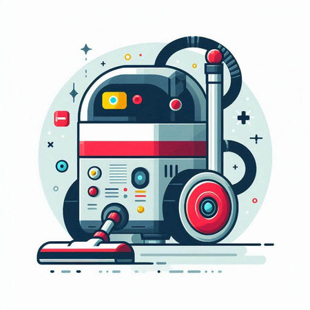 Vacuum cleaner in flat style. Vector illustration on white background.のイラスト素材