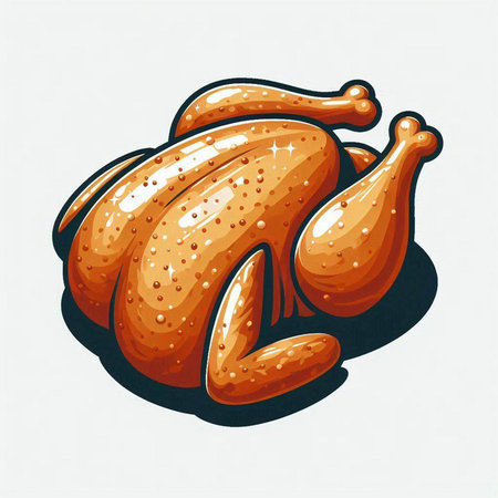 illustration of roasted turkey on a white background. Vector illustration.のイラスト素材