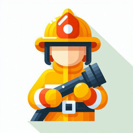 Firefighter icon. Flat illustration of firefighter vector icon for web designのイラスト素材