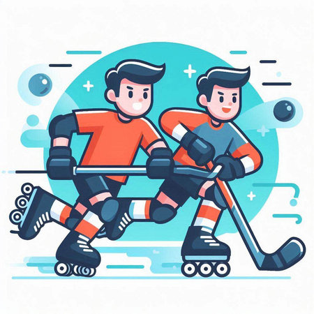 Hockey players on ice. Vector illustration in a flat style.のイラスト素材