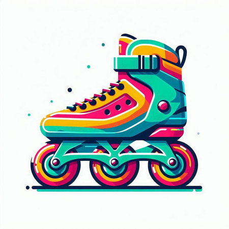 Roller skates. Colorful vector illustration isolated on white background.のイラスト素材