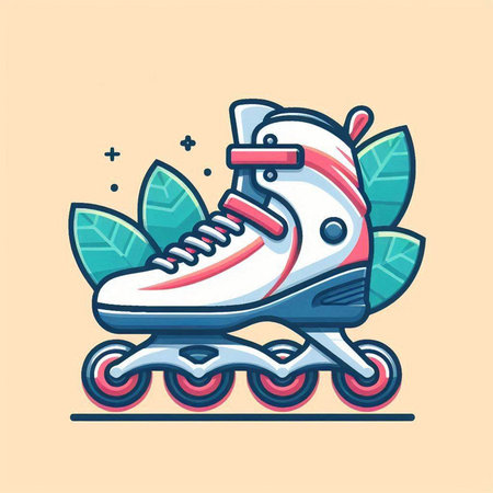 Roller skates icon isolated on color background. Vector illustration.のイラスト素材