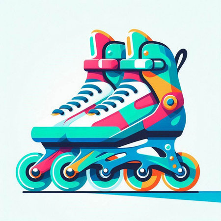 Roller skates. Retro style. Colorful illustration. Vector.のイラスト素材