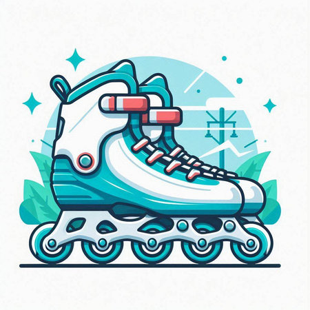 Roller skates icon. Vector illustration of inline skates.のイラスト素材