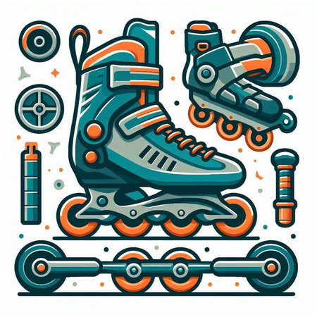 Roller skates icon. Vector illustration of roller skates.のイラスト素材