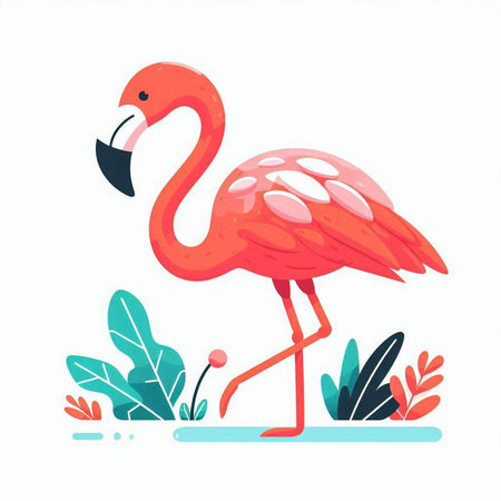 Flamingo. Vector illustration in cartoon style. Isolated on white background.のイラスト素材