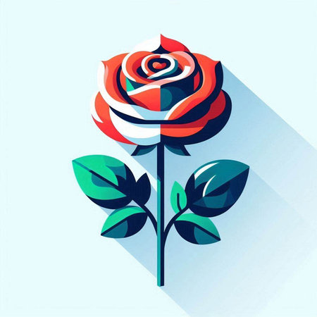 rose flower icon, vector illustration. Flat design style with long shadowのイラスト素材